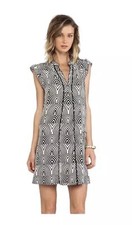 Marc by Marc Jacobs Black White 100% Silk Pull On Dress Sz 4