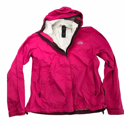 The North Face TNF Pink Rain Jacket, Hooded. Full Zip Size