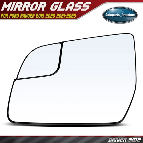 Driver Mirror Glass with Manual Adjust & Spotter Glass for Ford Ranger 2019-2024