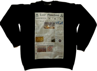  LOVE MOSCHINO  Newspaper Print Longsleeved T-shirt,2016'' ,sixe XXL