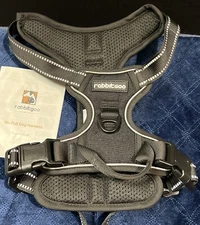 rabbitgoo No Pull Dog Harness 2 Leash Clips Soft Padded Medium Size Black