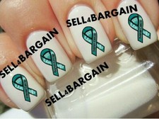 Teal Ribbon Ovarian Cancer AwarenessNail Art Decals