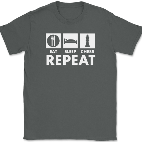 Eat Sleep Chess Repeat T-Shirt Funny Hobby Humor Board Game Tee - Picture 3 of 10