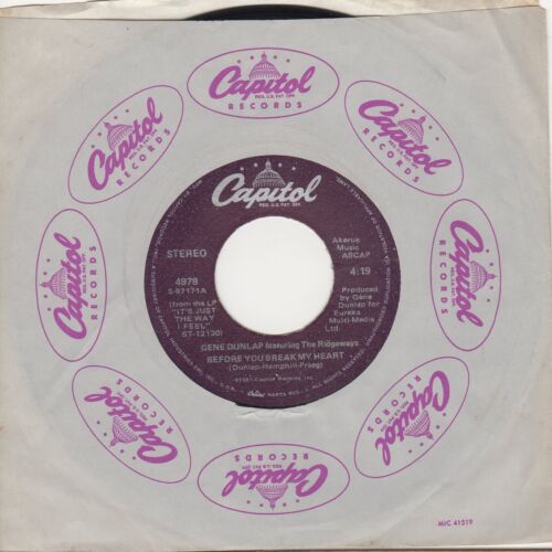 Gene Dunlap Before You Break My Heart Capitol Soul Northern Motown - Picture 1 of 1