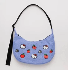 Baggu x Hello Kitty Medium Nylon Crescent Embroidered Hello Kitty Bag Purse NWT