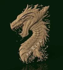 STL 3D Model THE DRAGON for CNC Router Aspire Artcam 3D Printer Engraver Milling