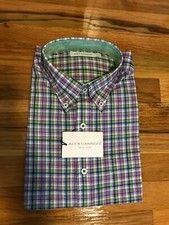NWT Men's ALEX CANNON Lime Plaid COTTON SHIRT Size M Medium