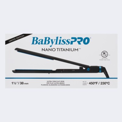 BaBylissPRO Nano Titanium  Limited Edition Black & Blue 1½'' Ultra-Thin Flat Iron