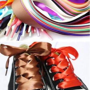 1M length various colors Flat Shoelaces Ribbon Satin Shoe Laces Sport Shoes RS