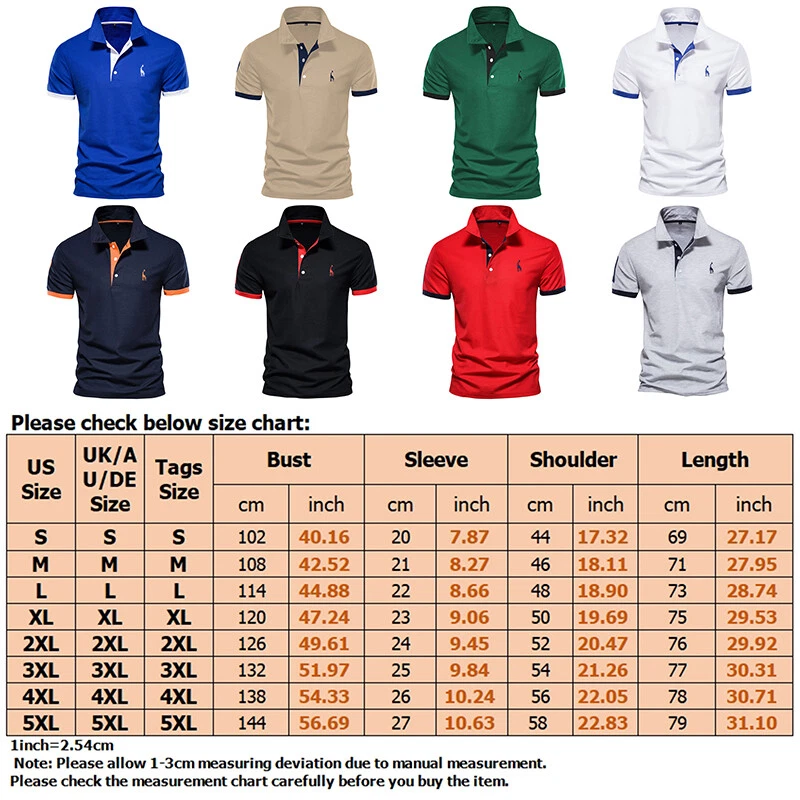 Mens Deer Embroidery Short Sleeve Polo Shirts T Shirts Sports Golf Slim Tops - Image 2 of 4