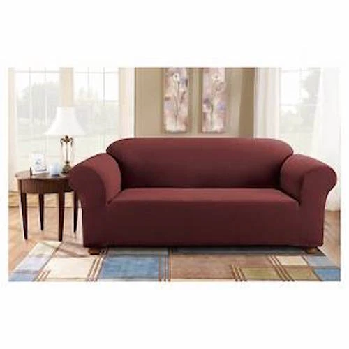 Capa para Sofá Sure Fit One Piece Sarja Elástica - Cor: Vinho - Nova em folha - Imagem 2 de 3