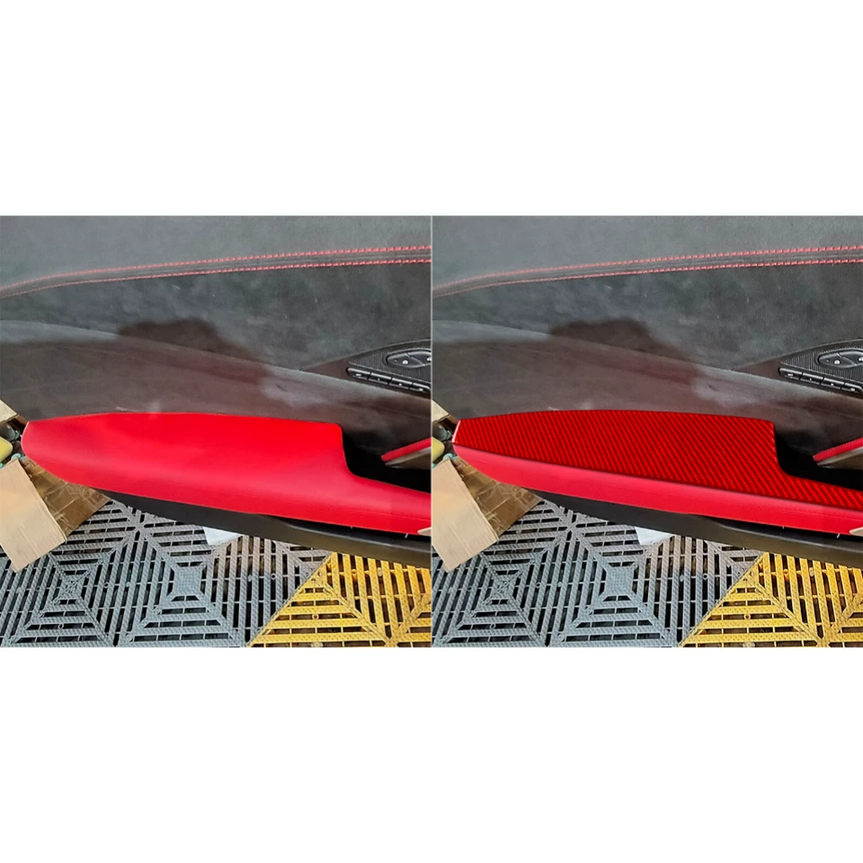 For Corvette C7 14-19 Red Carbon Fiber Main Driver's Door Panel Trim 1X - Imagem 2 de 4