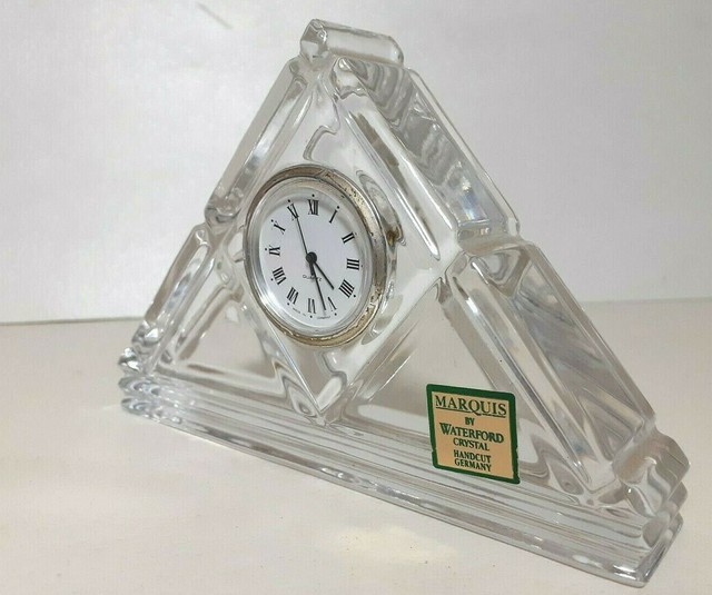 VINTAGE Waterford Hand Cut Crystal Marquis Pyramid Triangles Clock