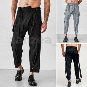 Pantaloni con cintura da uomo Pantaloni cargo Pantaloni casual per le  vacanze Moda Pantaloni larghi Uk | eBay