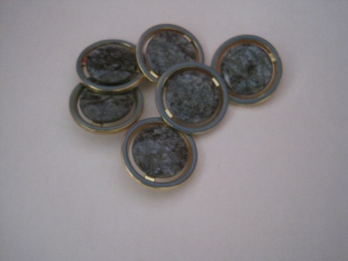 6 große Knöpfe Ösenknöpfe Metall /Kunststoff, 28 mm blau marmoriert - Bild 4 von 4