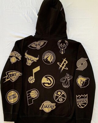 October’s Very Own X NBA コラボ HOODIE OVO X NBA Team Icons OG Owl Hoodie Black Gold Embroidered