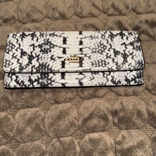 COACH Skinny EXOTIC EMBOSSED LEATHER BI FOLD WALLE