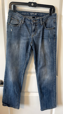 Apt 9 Womens Modern Fit Straight Leg Jeans 2 Cropped Denim Med Wash