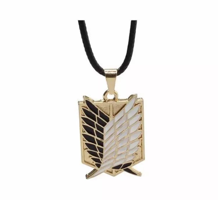 Attack On Titan Survey Corps Symbol Gold And Black Color Necklace Aot Cosplays