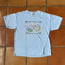 Vtg Hanes Mens L 50/50 Blue T-Shirt Cub Scout Day Camp 2002 Oceans Of The World