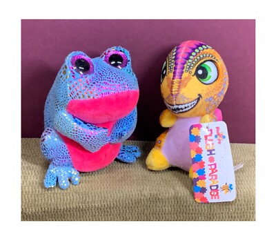 2 DIFFERENT TOY FACTORY - ONE FROG & ONE DINOSAUR  PLUSH/STUFFED ANIMAL