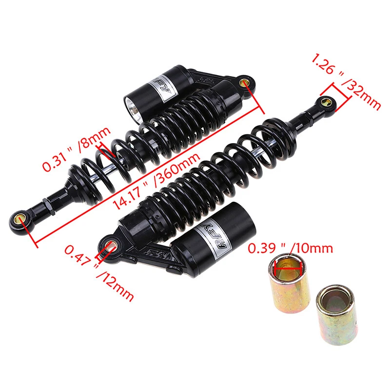 Suspensión amortiguadores aire moto 360mm 14" para Honda BMW Yamaha Foto 2 de 4