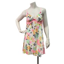 Victoria Secret M Floral Satin Lace Trim Slip Dress Lingerie Babydoll Cottage