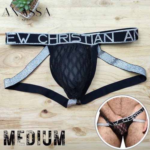 Andrew Christian Sexy Men Underwear Lace Y-Back Jock Thong 92312, Black, Medium - Picture 1 of 7