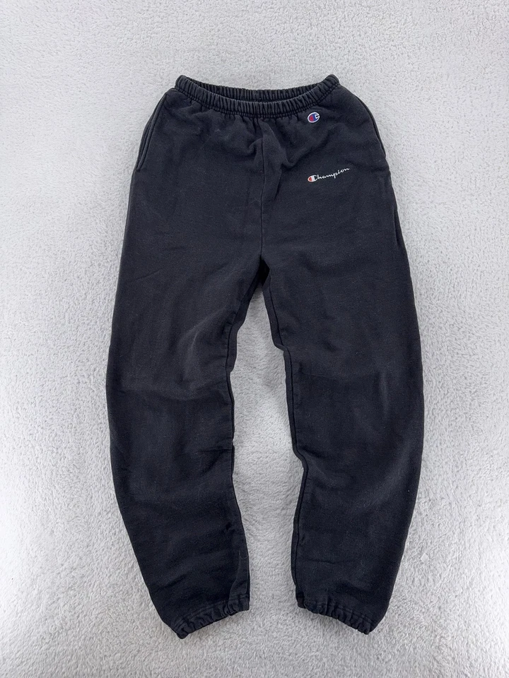 Pantalones deportivos Champion vintage años 90 para hombre pequeños negros hechos en EE. UU. bordados Y2K Foto 2 de 4