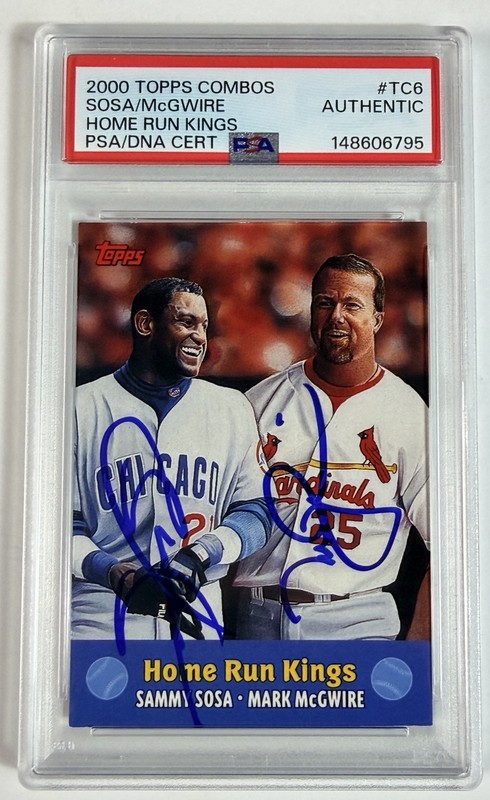 MARK McGWIRE & SAMMY SOSA Signed Autograph Auto 2000 Topps Combos Card TC6 PSA