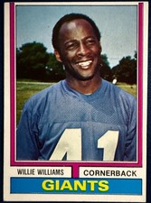 1974 TOPPS #284 WILLIE WILLIAMS (NEW YORK GIANTS) FOOTBALL CARD
