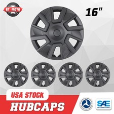 For 2018-2025 Nissan Kicks 16" Black Matte PP Hubcap Set Of 4 Wheel Covers