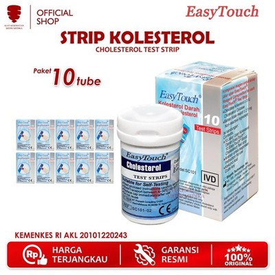 EasyTouch Cholesterol Test Strips 10 Tubes (100 Strips) GCU Meter Refill Pack