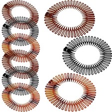 Shappy 9 Pieces Full Circular Stretch Comb Black, Coffee, Tortoise Shell