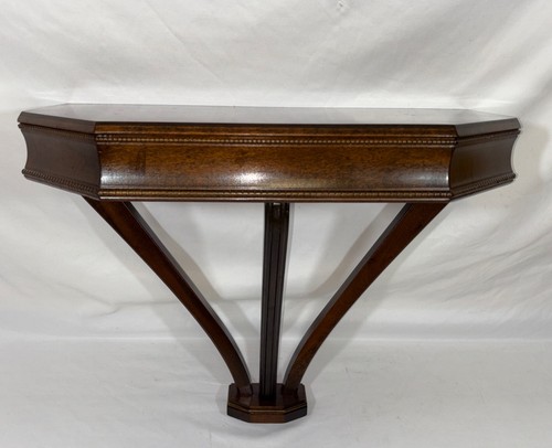 Vintage Wood Demilune Wall Mounted Console Table Shelf Formica Laminate Top 24"W