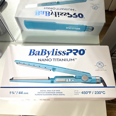 BaBylissPRO Nano Titanium 1 3/4'' Flat Iron Digital Ionic 450F Blue 4095