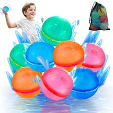 8Pcs Reusable Water Bomb with Mesh Bag Magnetic Self Sealing Water Splash Ball