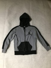 Nike Air Jordan Boys Zip Up Jacket Hooded Gray Black Size S 8/10 Youth