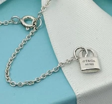 18" - 20" Tiffany Mini Padlock Chain Adjustable Necklace Large 1.5mm Links
