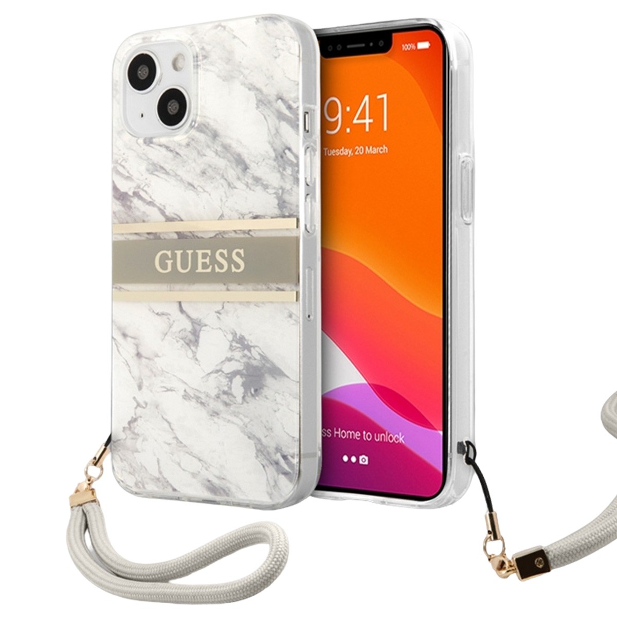 Coque marbre gris Guess iPhone 13 Mini pour un look urbain chic - 4