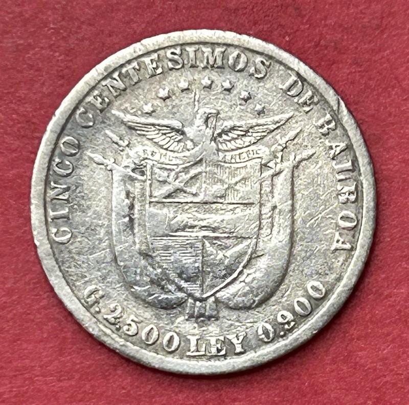1904 Panama 5 Centesimos Silver Coin