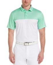 PGA TOUR Cockatoo Green White Colorblock Performance Short Sleeve Polo Shirt XL
