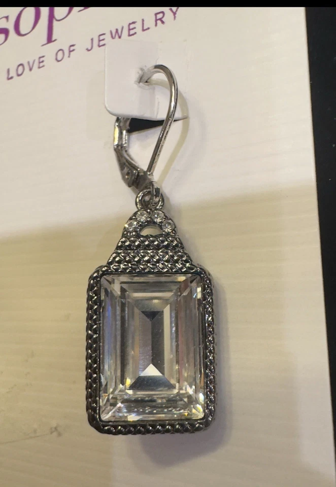 SET Lia Sophia Retired Crystal Necklace & Drop Earrings Set Silver Filigree Rare - Image 4 of 4