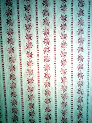 Vintage Pink Maroon Ivory Floral Stripes Cotton Fabric 45'' x 2 Yards Flaw**Read