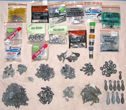 Lot De 35 Plombs De Pêche Vintage – Plombs Et Sinkers En Plomb – Eau Douce Et Mer