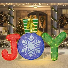 Christmas Joy Outdoor Decoration 40inch Lighted Joy Nativity Scene Yard Sign...