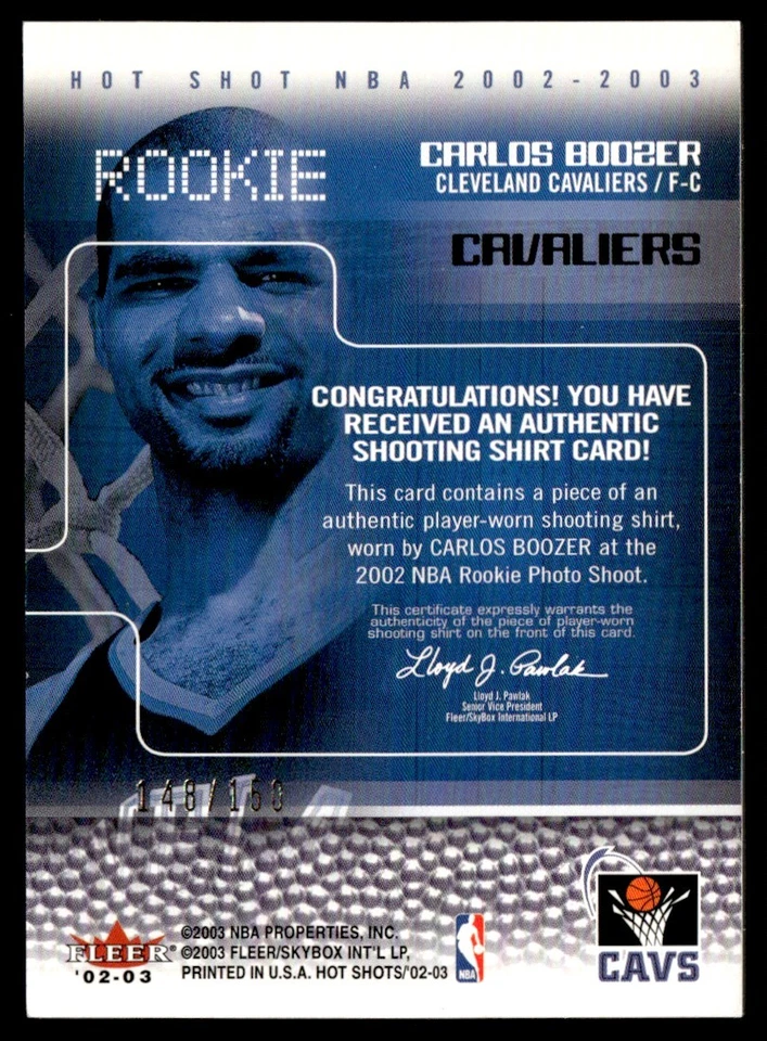 2003-04 Fleer Hot Shots Carlos Boozer novato 148/158 Cleveland Cavaliers Foto 2 de 2