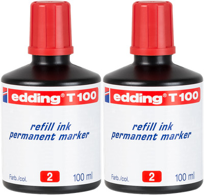 2x edding T 100 Permanentmarker Nachfülltinte rot 100 ml