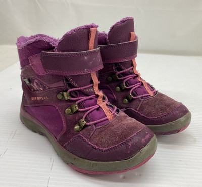 Merrell Hiking Boots Shoes Girls Junior Sz 1.5 Wide Moab Pink High Tops Outdoors