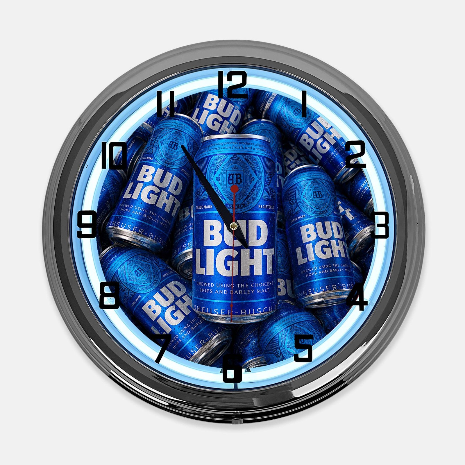 18" Bud Light Can Metal Sign Designed White Neon Clock